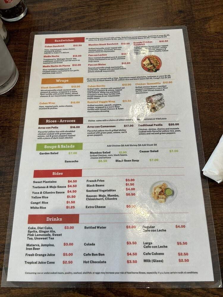 Mambo's Cuban Cafe Express - Jacksonville, FL menu_pic
