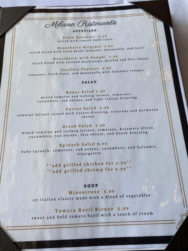 Milano Ristorante - Round Rock, TX menu_pic