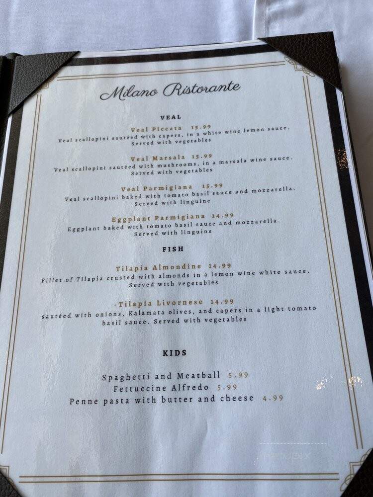 Milano Ristorante - Round Rock, TX menu_pic