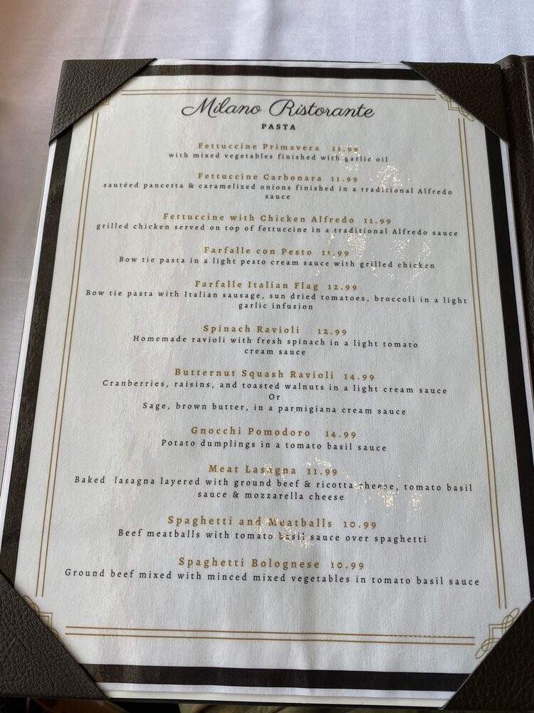 Milano Ristorante - Round Rock, TX menu_pic