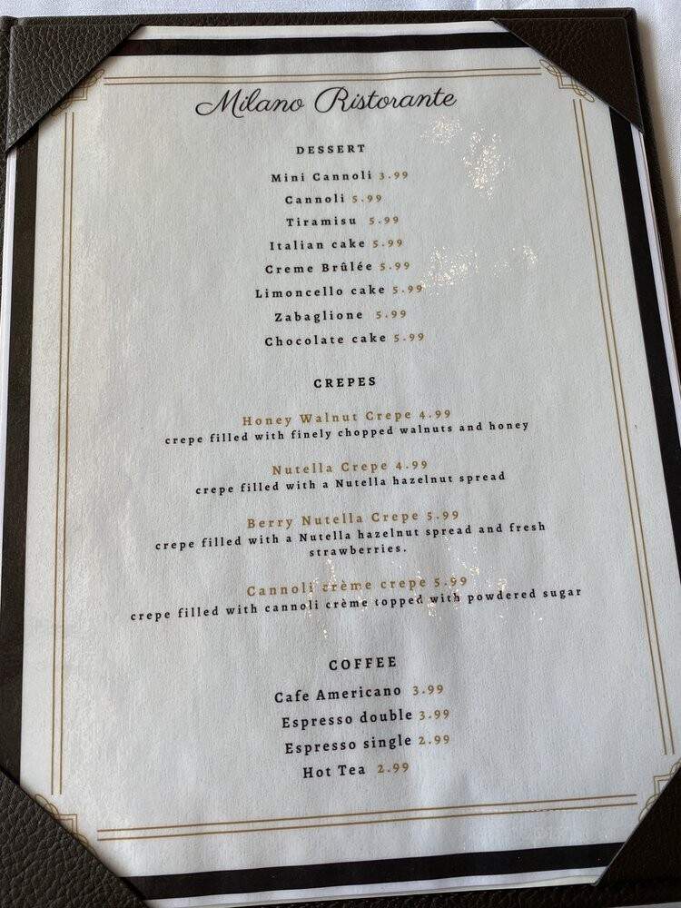 Milano Ristorante - Round Rock, TX menu_pic