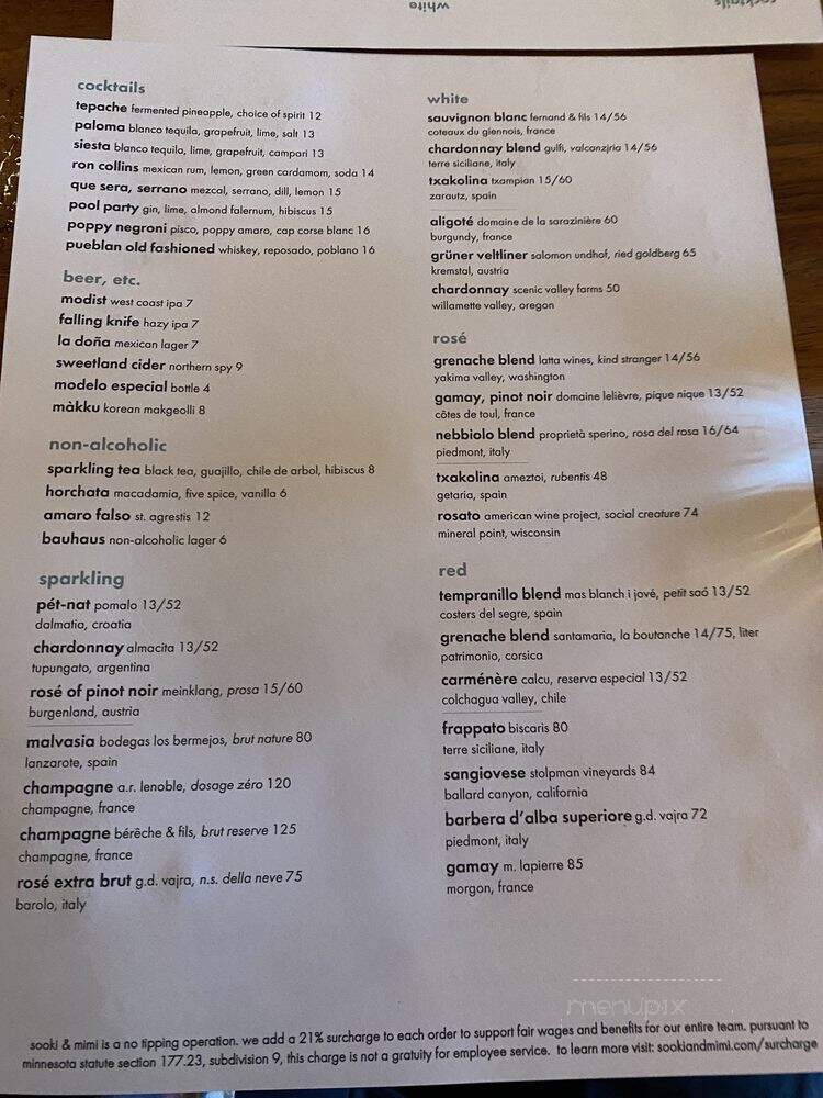 Sooki & Mimi - Minneapolis, MN menu_pic