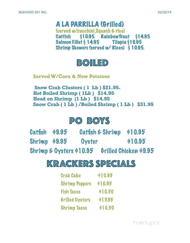 Johnny Krackers - Terrell, TX menu_pic