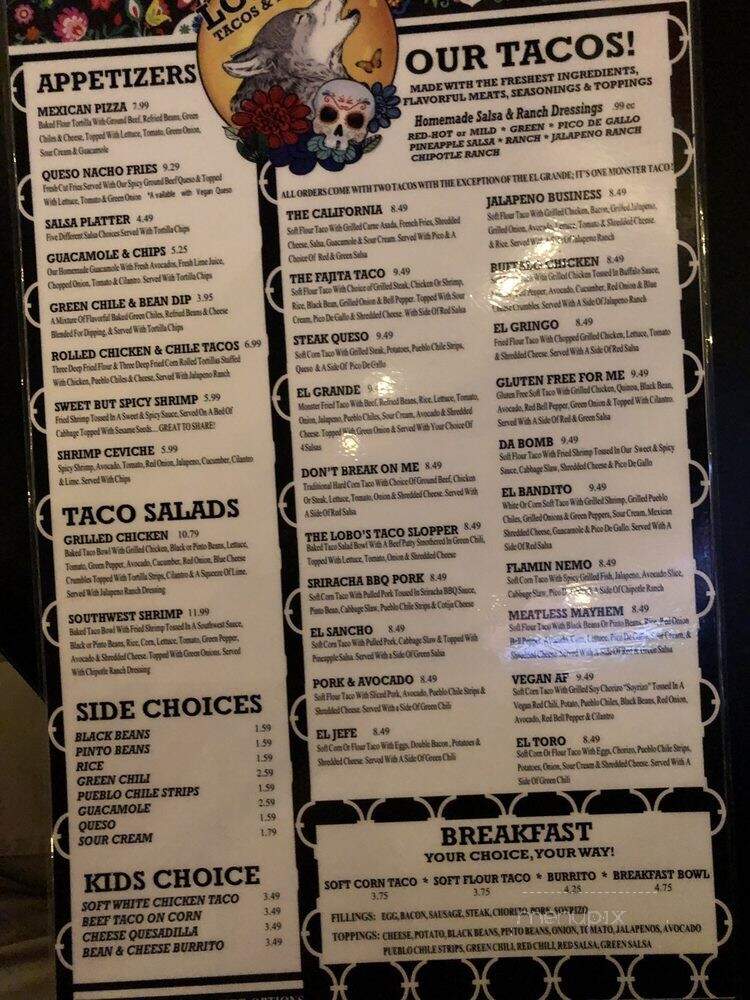 Lobo's Tacos and Tequila - Pueblo, CO menu_pic