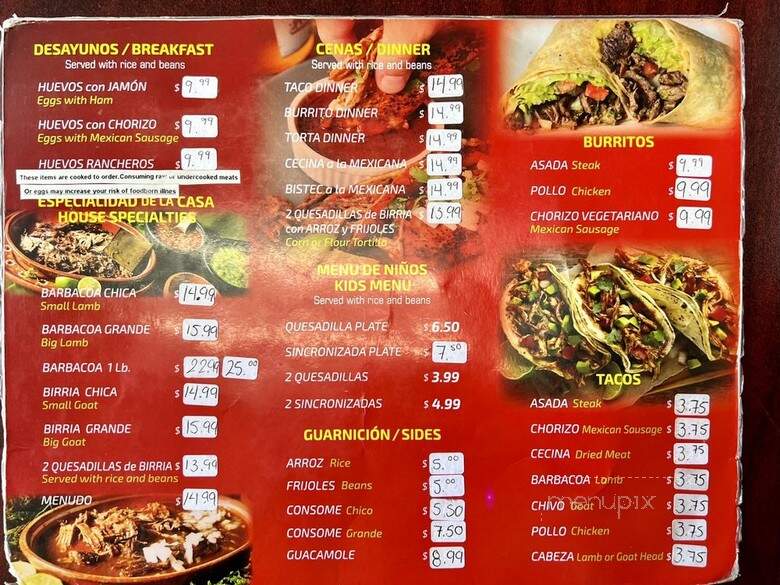 Birreria El Texcal - Chicago, IL menu_pic