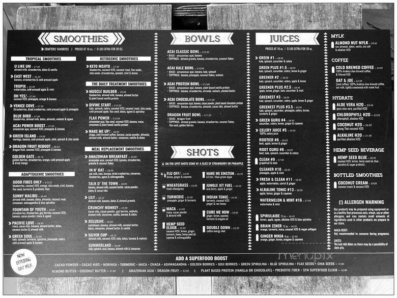 Juice Crafters - Los Angeles, CA menu_pic