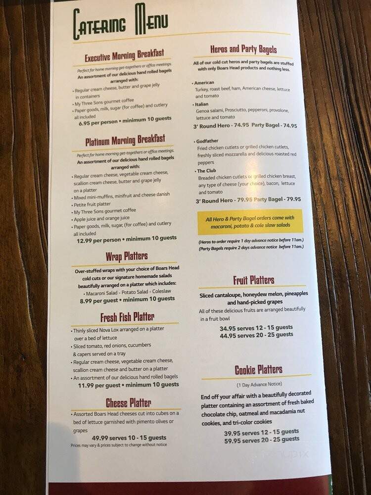 My Three Sons Bagel Cafe - Garden City South, NY menu_pic