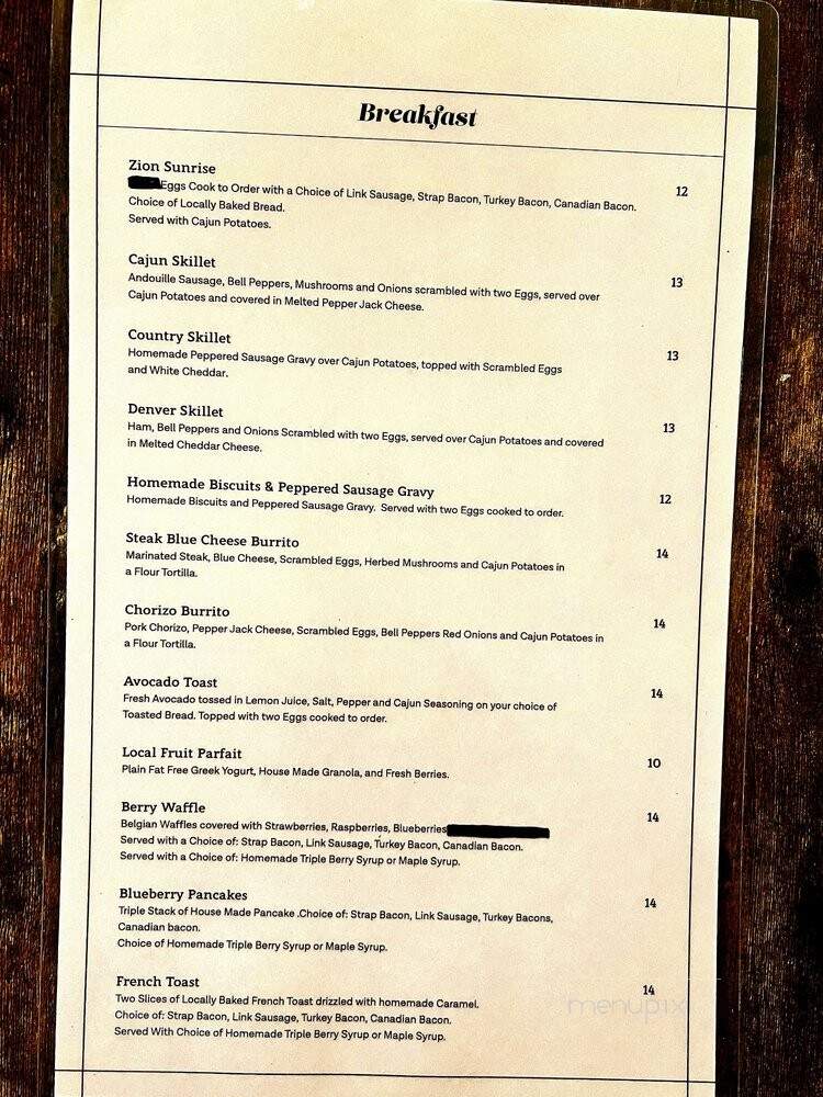 Anthera - Springdale, UT menu_pic