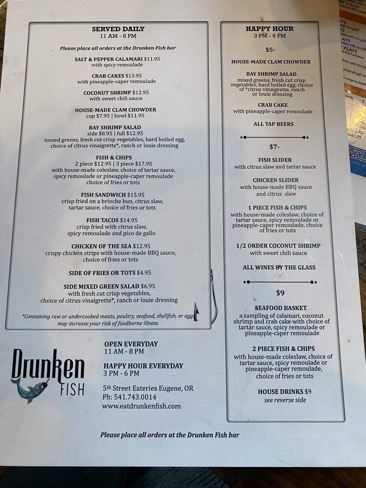 Drunken Fish - Eugene, OR menu_pic