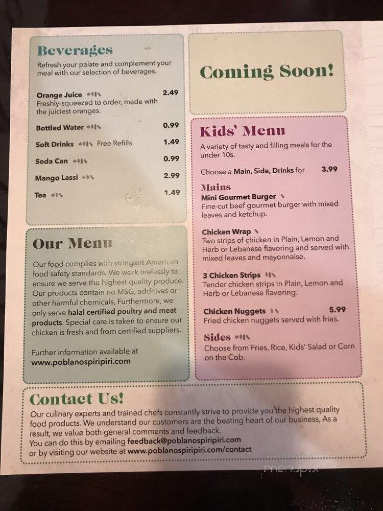 Poblanos Piri Piri - Irving, TX menu_pic