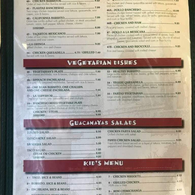 Guacamayas - Nashville, TN menu_pic