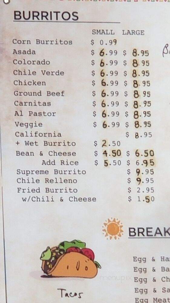 Tony's Burrito Hut - Ventura, CA menu_pic