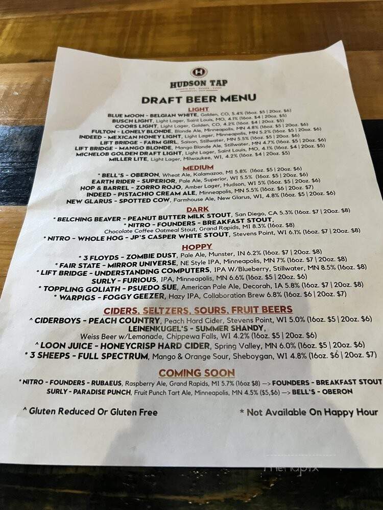 Hudson Tap - Hudson, WI menu_pic
