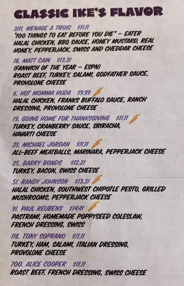 Ike's Love and Sandwiches - Glendale, AZ menu_pic