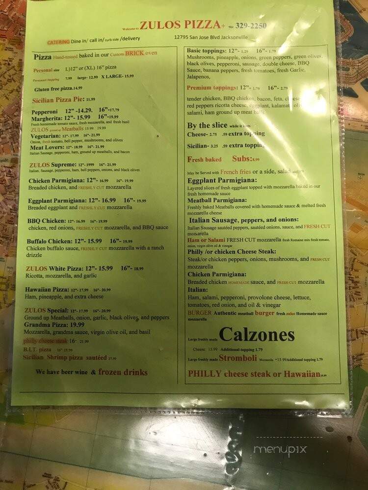 Zulos Pizza - Jacksonville, FL menu_pic