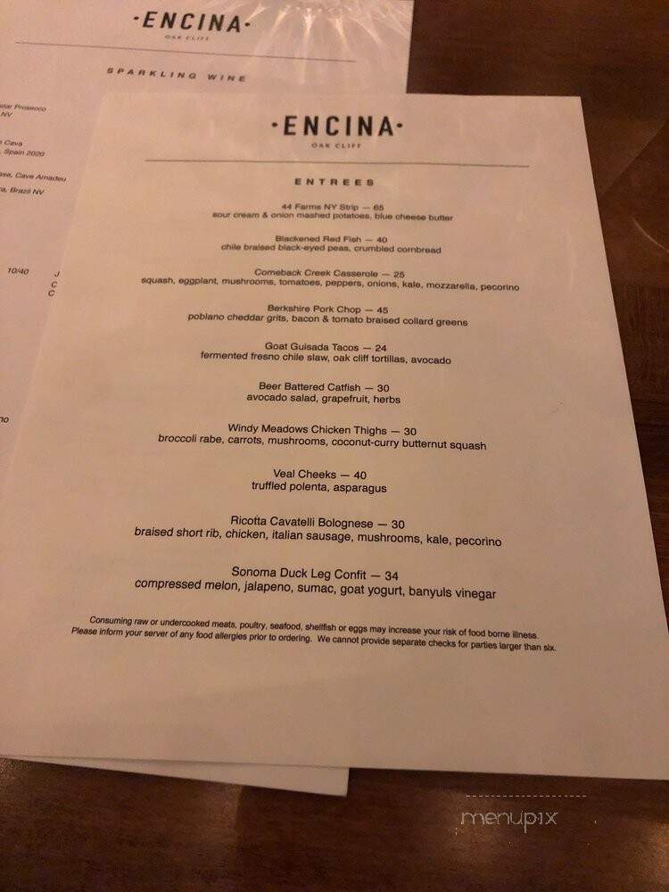 Encina - Dallas, TX menu_pic