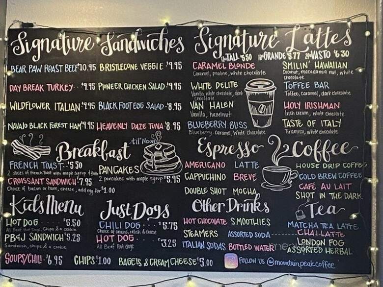 Mountain Peak Cafe - Brian Head, UT menu_pic