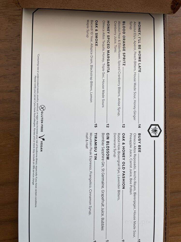 Oak & Honey - Greenville, SC menu_pic