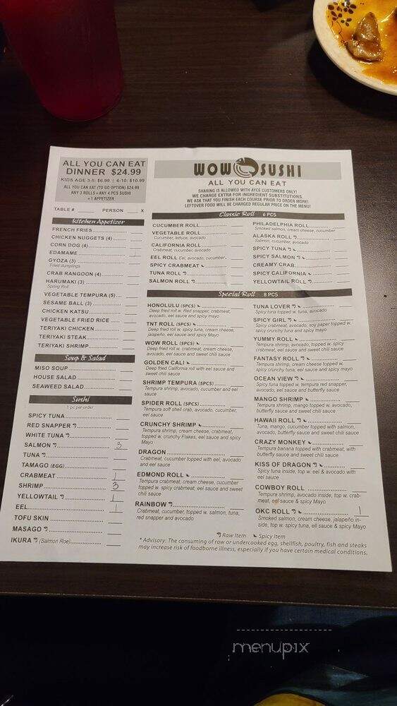 Wow Sushi - Edmond, OK menu_pic