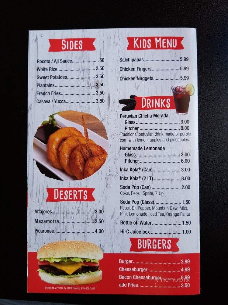 Chosica Peruvian Restaurant - Toledo, OH menu_pic