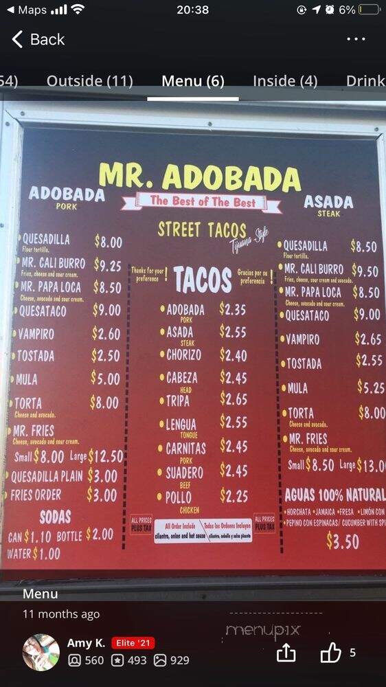 Mr. Adobada - Chula Vista, CA menu_pic