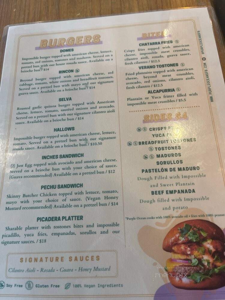 Purple Ocean Superfood Bar - Orlando, FL menu_pic