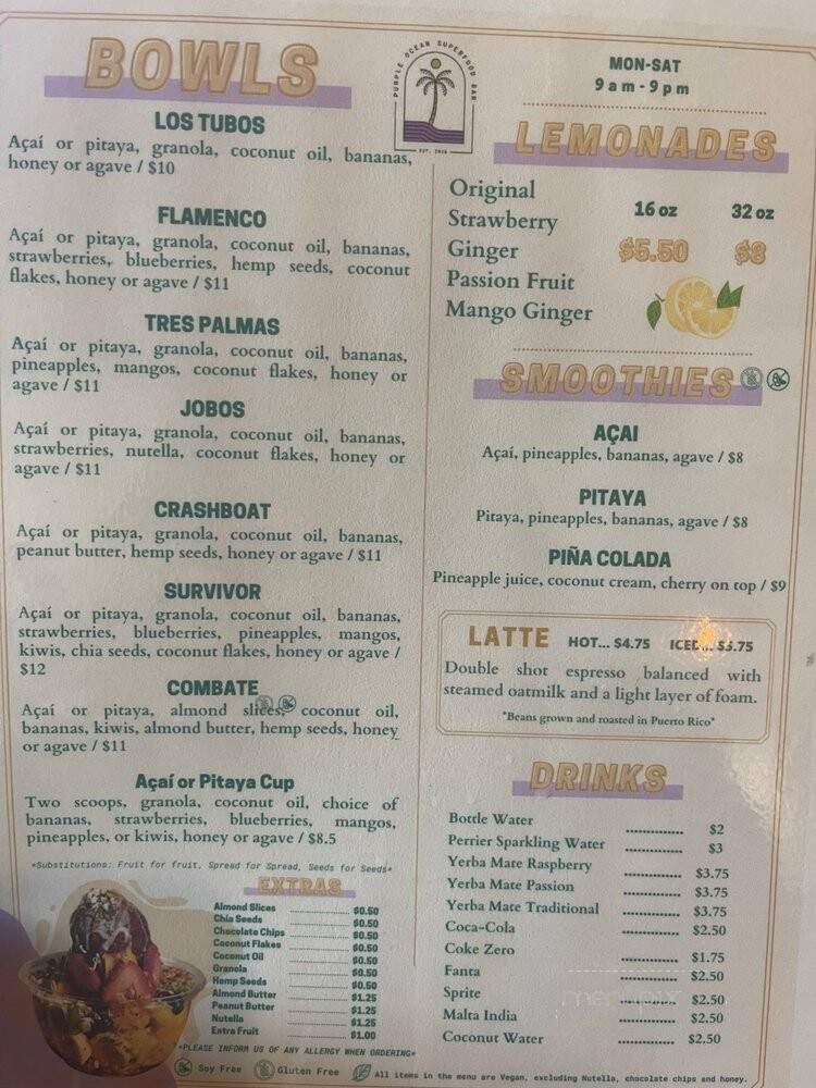 Purple Ocean Superfood Bar - Orlando, FL menu_pic