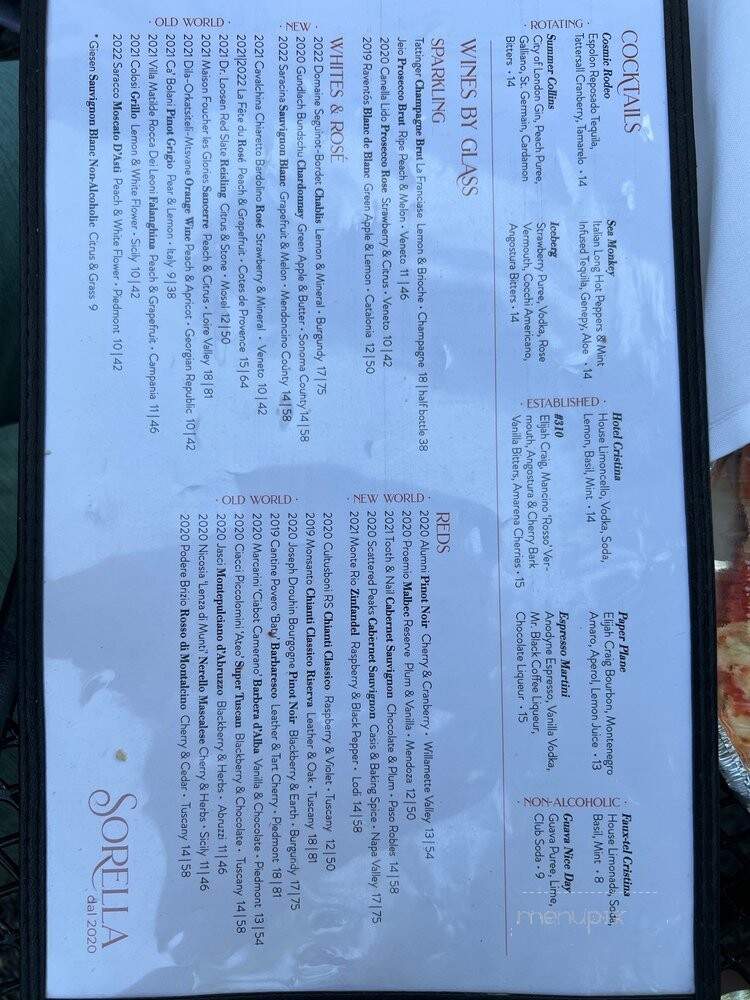 Sorella - Milwaukee, WI menu_pic