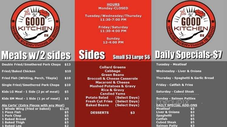 The Good Kitchen - Columbus, OH menu_pic