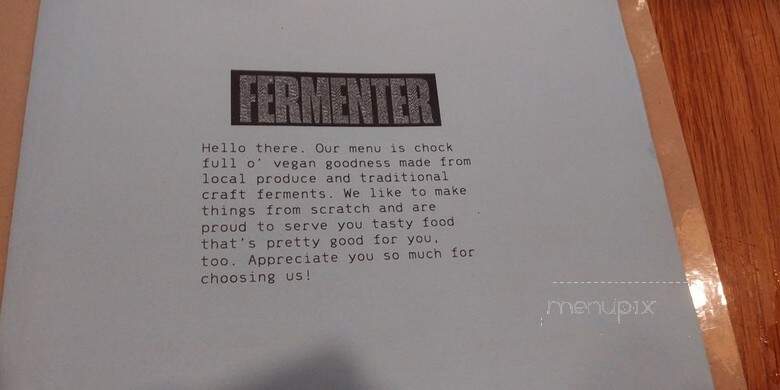 Fermenter - Portland, OR menu_pic