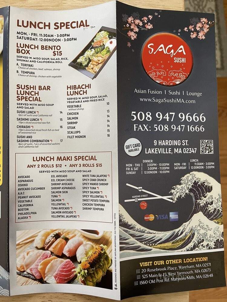 Saga Sushi - Lakeville, MA menu_pic
