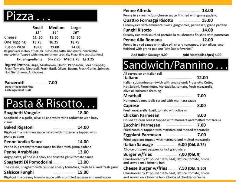 Vinny's Pizza & Pasta - Glenview, IL menu_pic