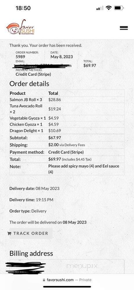 Favor Sushi - Pompano Beach, FL menu_pic