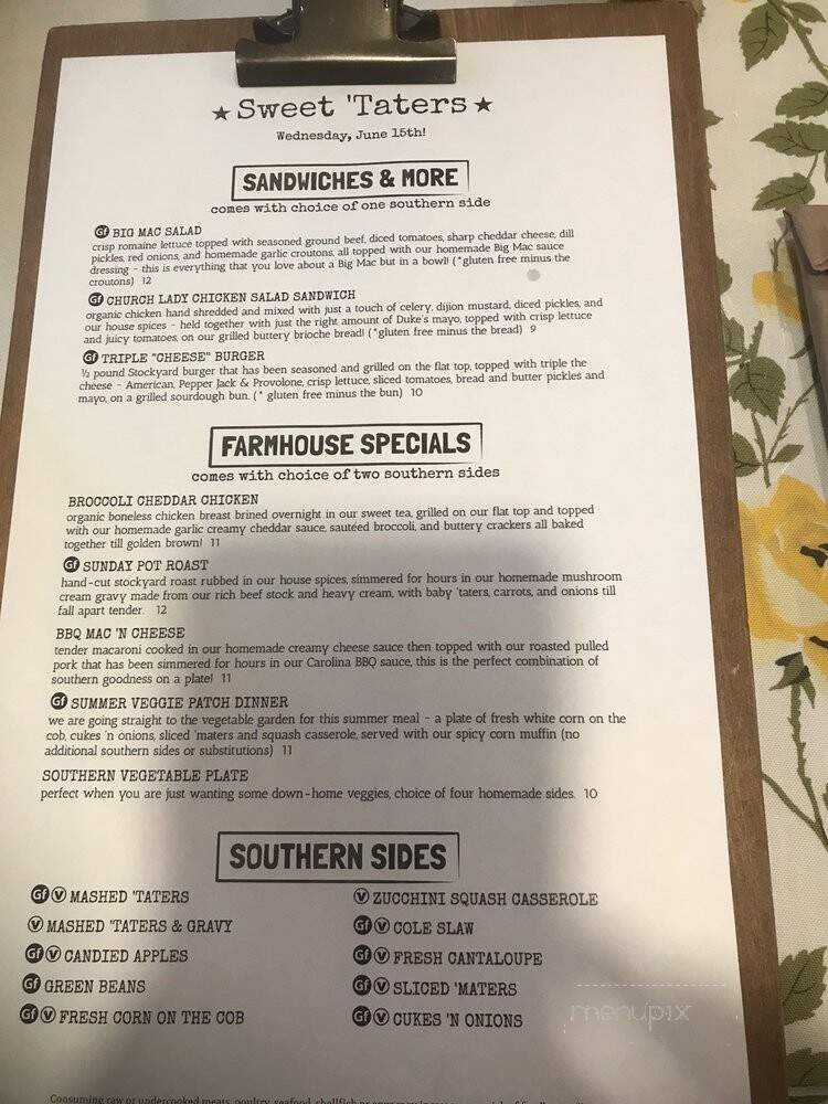 Sweet 'Taters - Conover, NC menu_pic