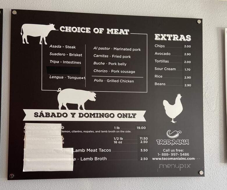 Tacomania | Evergreen - San Jose, CA menu_pic