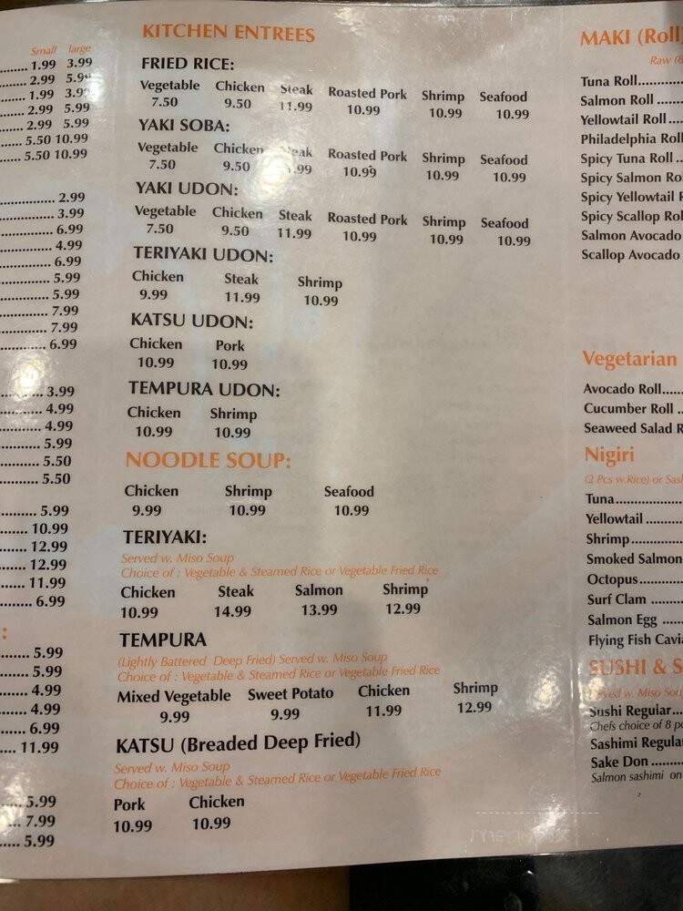 168 sushi - Fairhaven, MA menu_pic