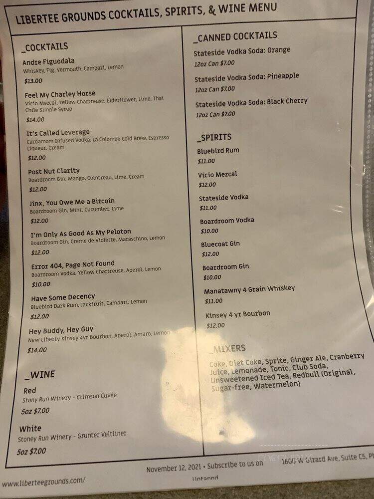 Libertee Grounds - Philadelphia, PA menu_pic