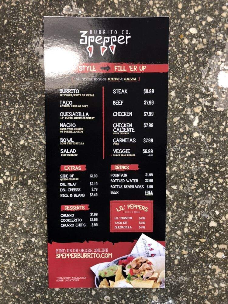 3 Pepper Burrito - Sarasota, FL menu_pic
