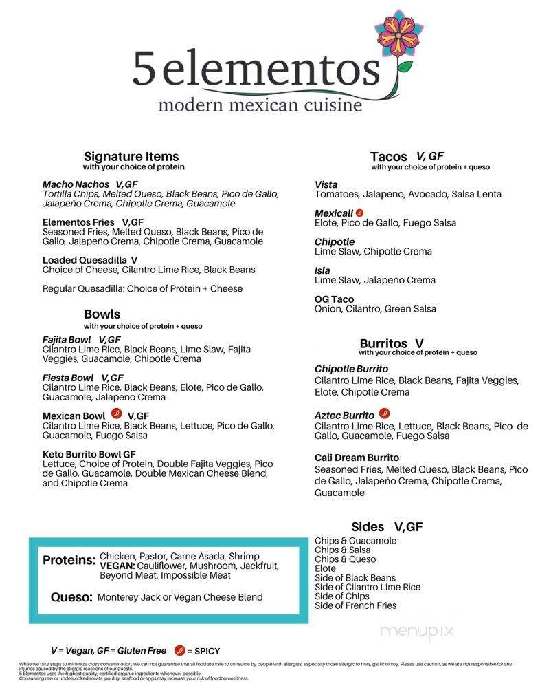 5 Elementos - West Hollywood, CA menu_pic