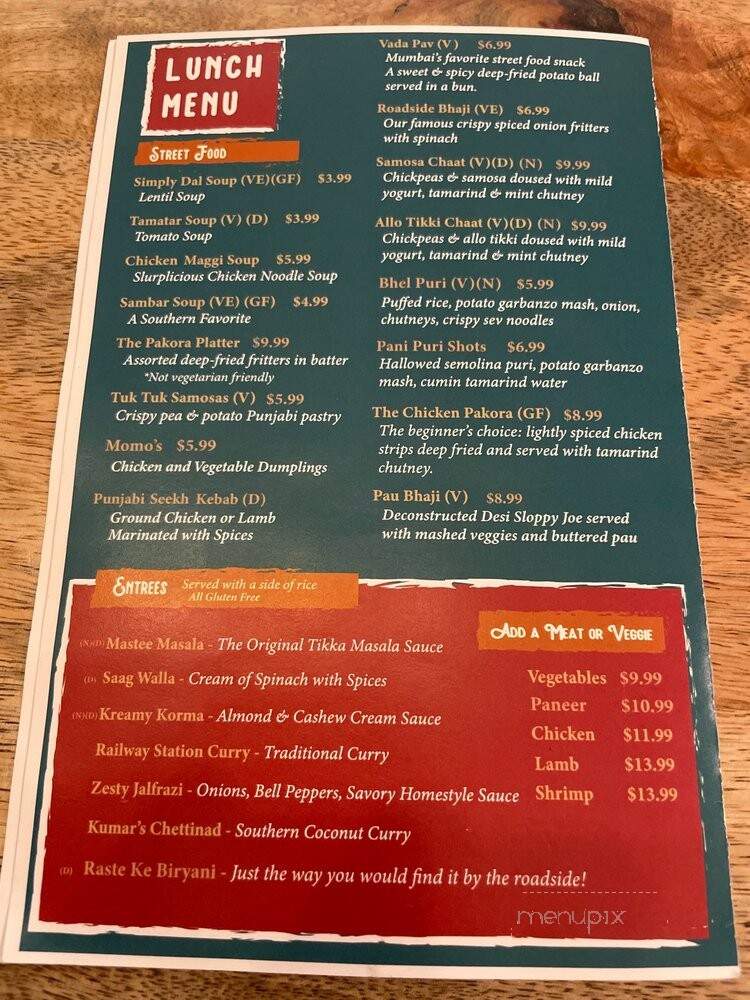 Masala Mastee - Davidson, NC menu_pic