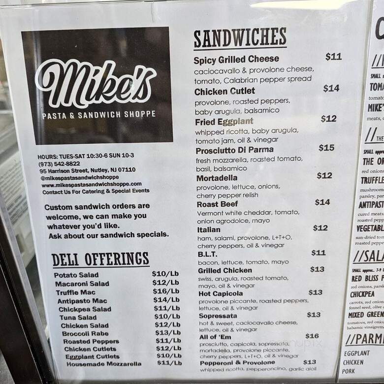 Mike's Pasta & Sandwich Shoppe - Nutley, NJ menu_pic
