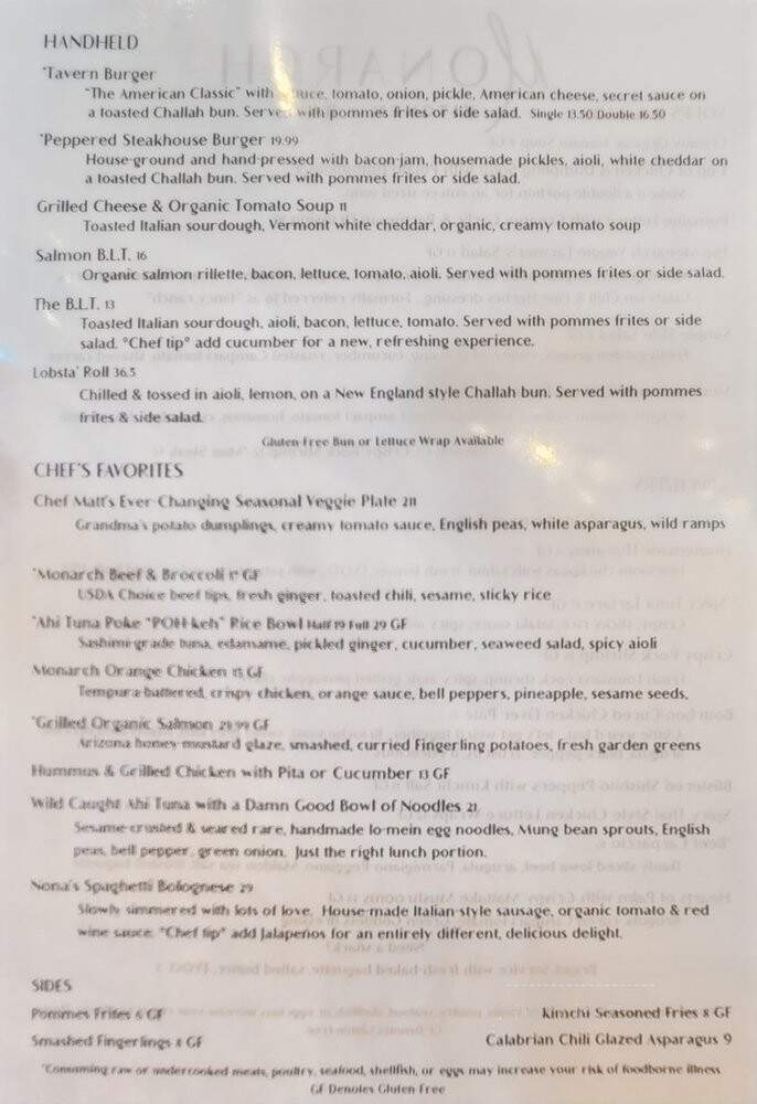 Monarch Kitchen & Bar - Davenport, IA menu_pic