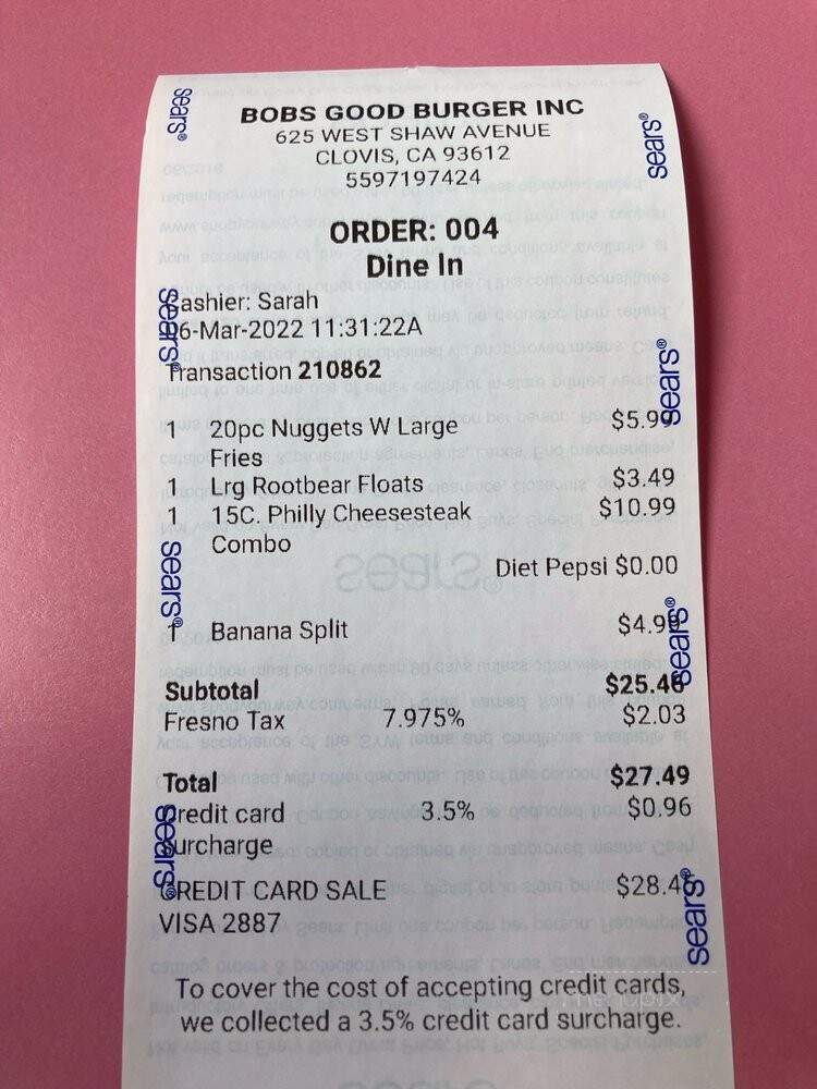 Bob's Good Burger - Clovis, CA menu_pic