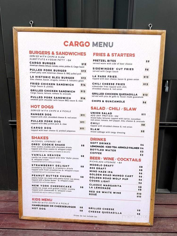 Cargo Snack Shack - Los Angeles, CA menu_pic