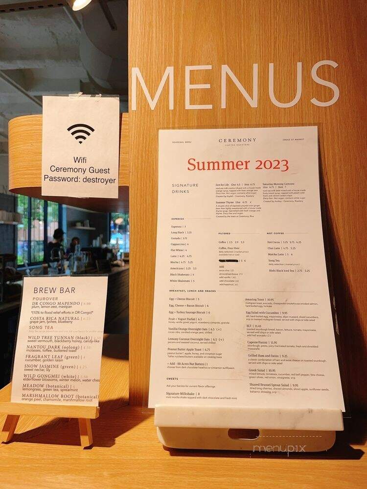 Ceremony Coffee Roasters - Baltimore, MD menu_pic