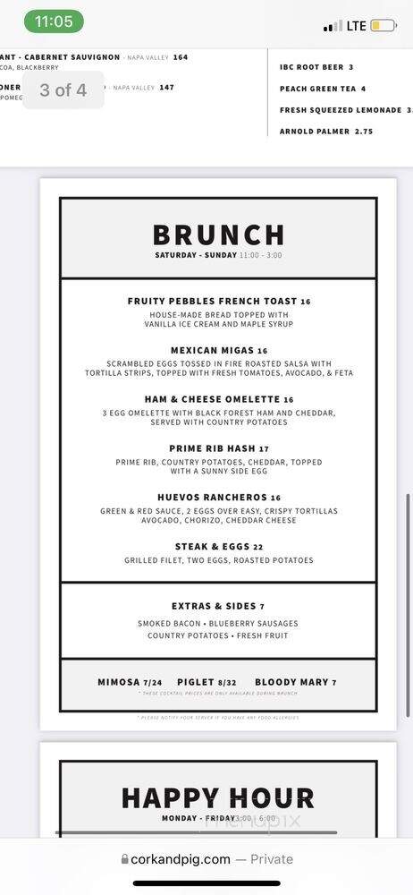 Cork & Pig Tavern - Midland, TX menu_pic