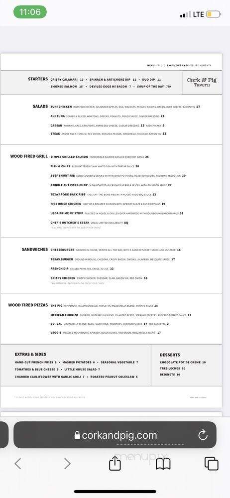 Cork & Pig Tavern - Midland, TX menu_pic