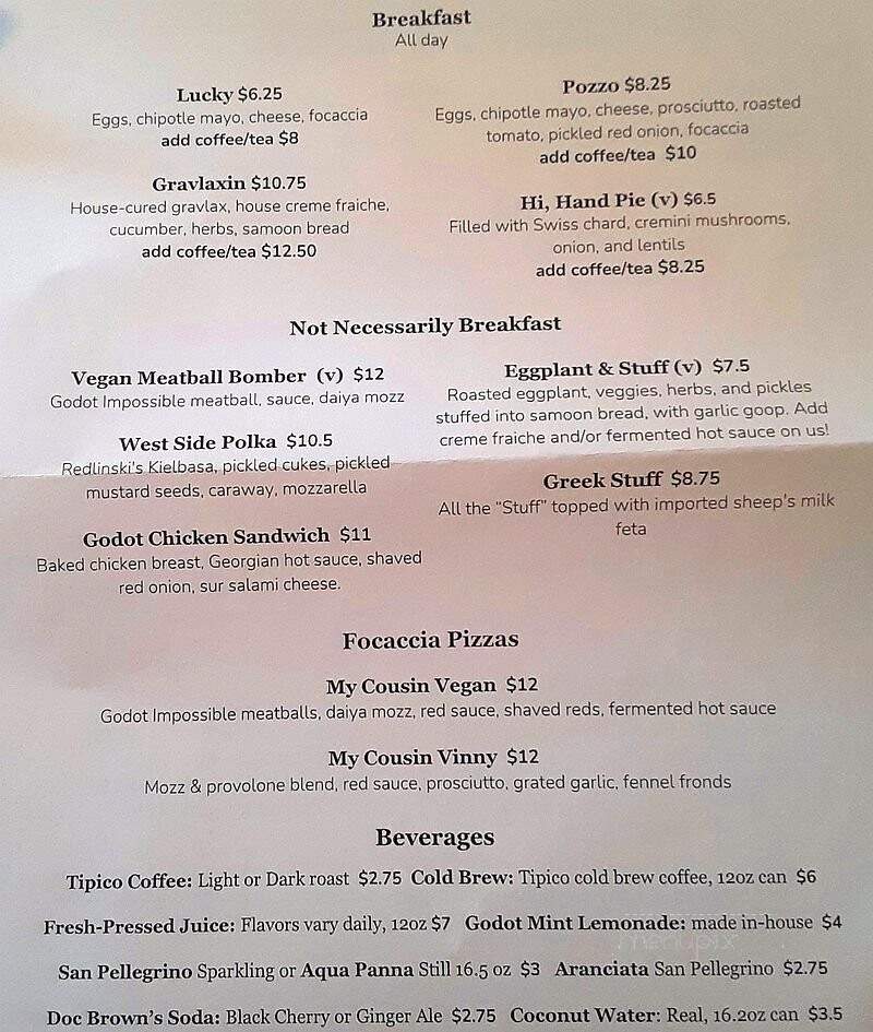 Cafe Godot - Buffalo, NY menu_pic