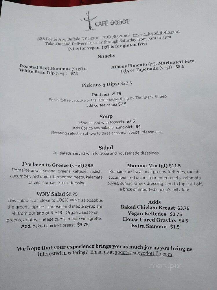 Cafe Godot - Buffalo, NY menu_pic