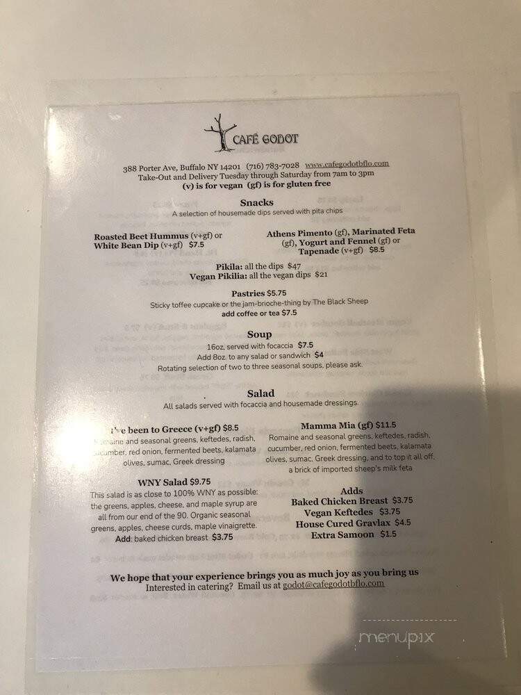 Cafe Godot - Buffalo, NY menu_pic
